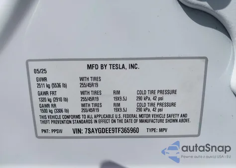 2026 Tesla Model Y Long Range Dual Motor All-Wheel Drive/Long Range Launch Series из США, поврежденный, VIN 7SAYGDEE9TF365960